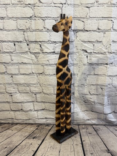 60cm burnt wooden giraffe - wooden,