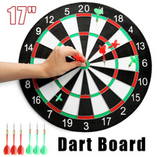 FULL SIZE 17" DARTBOARD SET 6 DARTS FUN FAMILY DART BOARD GAME ADULTS KIDS GIFTS