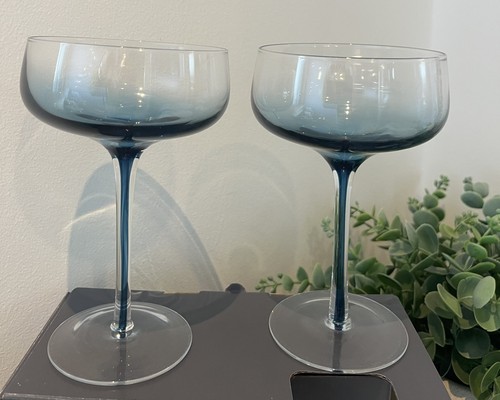 Blue stem coupe glass set - blue,