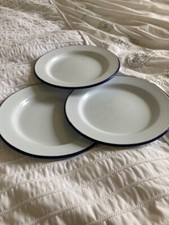 TWO WHITE ENAMELWARE DINNER