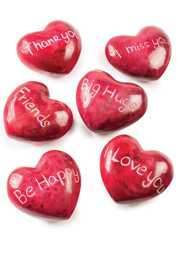 Red soapstone heart with - soapstone,
