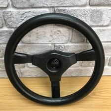 Genuine Momo Cavallino 350mm black leather steering wheel. Retro Classic.  14A