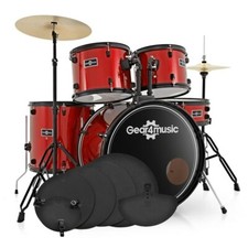 BDK-1 Full Size Starter Drum Kit + Practice Pack Red