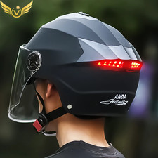 Motorcycle Helmets with Led Lights Moped Helmet Electric Scooter for Men Women w