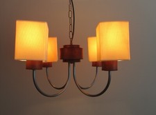 DAVID HUNT LIGHTING Saddler 4 Light Ceiling Pendant Brown Leather Effect SA443