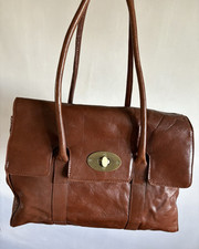 SIENNA DE LUCA BROWN LEATHER SHOULDER TOP HELD TOTE MESSENGER SATCHEL HANDBAG