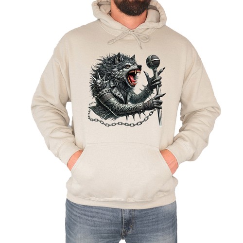 Gothic wolf rocker mens hoodie - gothic,