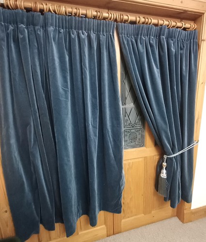 Vintage velvet curtains blue - velvet,