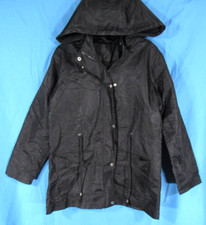 URRU Rain Jacket/Coat BLACK Full Zip MESH LINED Stretch OPTIONAL HOOD Gorpcore S