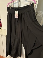 Halara XL Petite Stylish Black Mid Rise Wide Leg Palazzo Pant Split Skirt