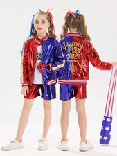 Kids Girl Harley Quinn Suicide Squad Party Halloween Costume Cosplay Outfit Suit