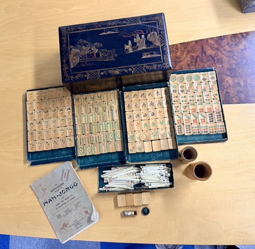 Vintage bamboo mahjong mah - mahjong,