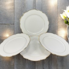 D&R W Weissen Bavaria Zeh Scherzer Germany Porcelain Plate Dish Gold Trim Set 4