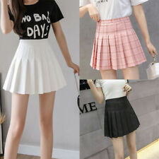Women Slim Thin High Waist Pleated Casual Tennis Style Ladies Mini Skater Skirt
