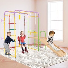 Metal Indoor Jungle Gym 8-in-1 Climbing Playset-Colorful