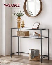 Console Table Tempered Glass Table Modern Sofa or Entryway Table Black LGT025B01