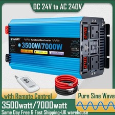3500W/7000W 24V Power Inverter Pure Sine Wave USB 240V 50Hz/60Hz Remote, Camping