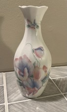 AYNSLEY ENGLAND LITTLE SWEETHEART 6.75” VASE ROUNDED 12 SIDED WITH WAVY TOP 