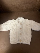 Aran Baby Cardigan Hand Knitted 0-3 Months