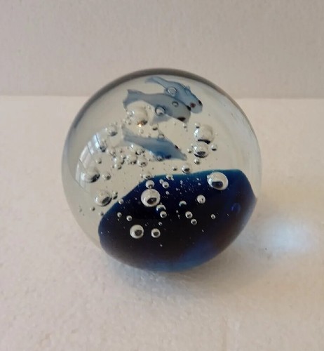 Art glass paperweight with - art,