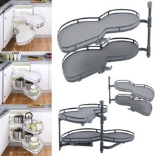 Corner 1000/900mm Kitchen Blind Storage Shelving Unit Cabinet Carousel Twin Tray