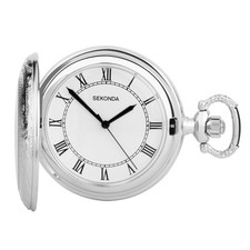 Sekonda Classic 42mm Pocket Watch Silver with Chain Model 3798 RRP £54.99