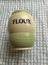 Streamline by TG Green. Green Striped Flour Shaker like Kleenware 1930’s 
