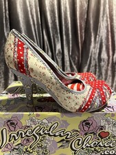 Irregular Choice Euro 40 Floral Union Jack “Patty” Stilettos/Bunny Heels Boxed