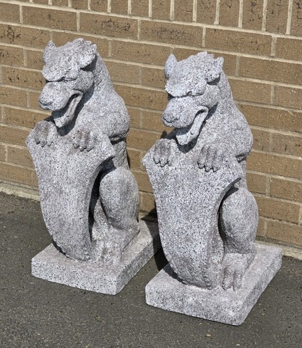 Pair gargoyles faux stone - of,