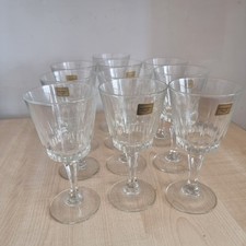 Cristal D'Arques Durand-10Vintage French Crystal Wine Glasses–6" Ribbed Stemware