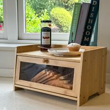 Bamboo Wood Single Layer Bread Bin Food Storage Kitchen Countertop Top Shelf