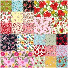 VINTAGE FLORAL MIX FABRIC SCRAPS BUNDLE 100% COTTON PATCHWORK QUILTING REMNANTS