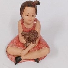 Eva Gali For Grupo Galos Seated Girl With Teddy Ceramic Figurine