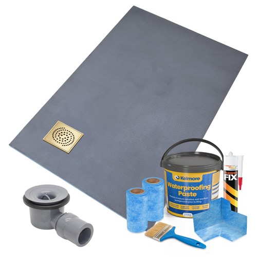 Wet room shower tray kit - room,