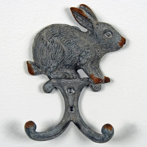 Metal rabbit double coat hook - rabbit,