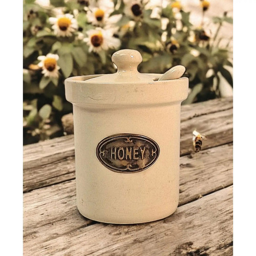Ceramic cream honey pot - cream,