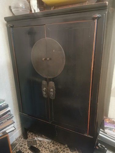 Chinese black lacquer cabinet - chinese,