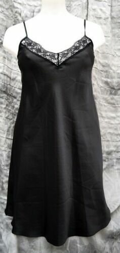 Black satin nightie full slip - satin,