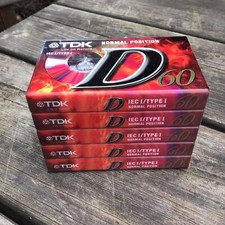 New Unused TDK IEC 1/ Type 1 Normal Position D60 Blank Cassette Tapes x5