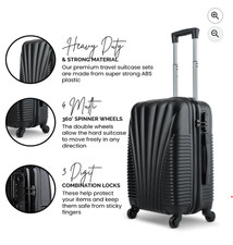 55x38x22cm 4 Wheel Suitcase Cabin Trolley Case Lightweight ABS Hard Shell Bag