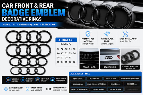 Audi silver black ring - silver, abs