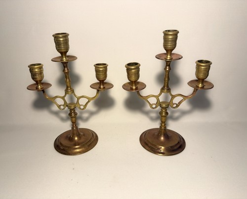 Pair antique ornate brass - pair,