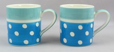 Whittard of Chelsea Coffee Tea Mug Cup Hand Painted Blue Spotty Spots Polkadot