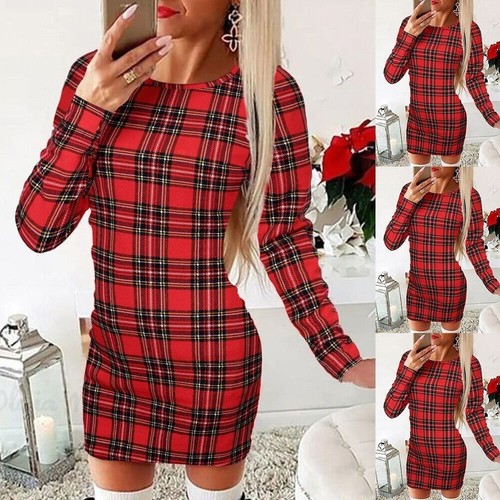 Womens plaid check bodycon - plaid,