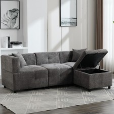 L-Shaped Sectional Fabric Sofa