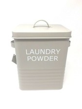 VINTAGE STYLE LAUNDRY POWDER TIN STORAGE BOX IN OLIVE WASHING TABLETS SALE ITEM