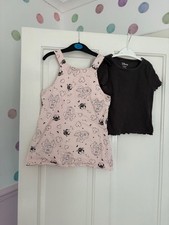 VGC Girls 2-3 Years Disney Pinafore Dress Minnie Mouse Space Galaxy Denim Pink
