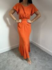 LIPSY DRESS SIZE 12 ORANGE SLINKY FLUTTER SLEEVE MAXI PULL ON NEW WITH TAGS