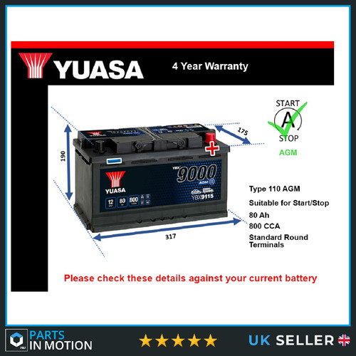 Agm car battery ybx9115 - car,