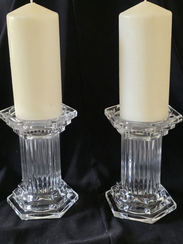 Crystal candlestick pair - crystal,